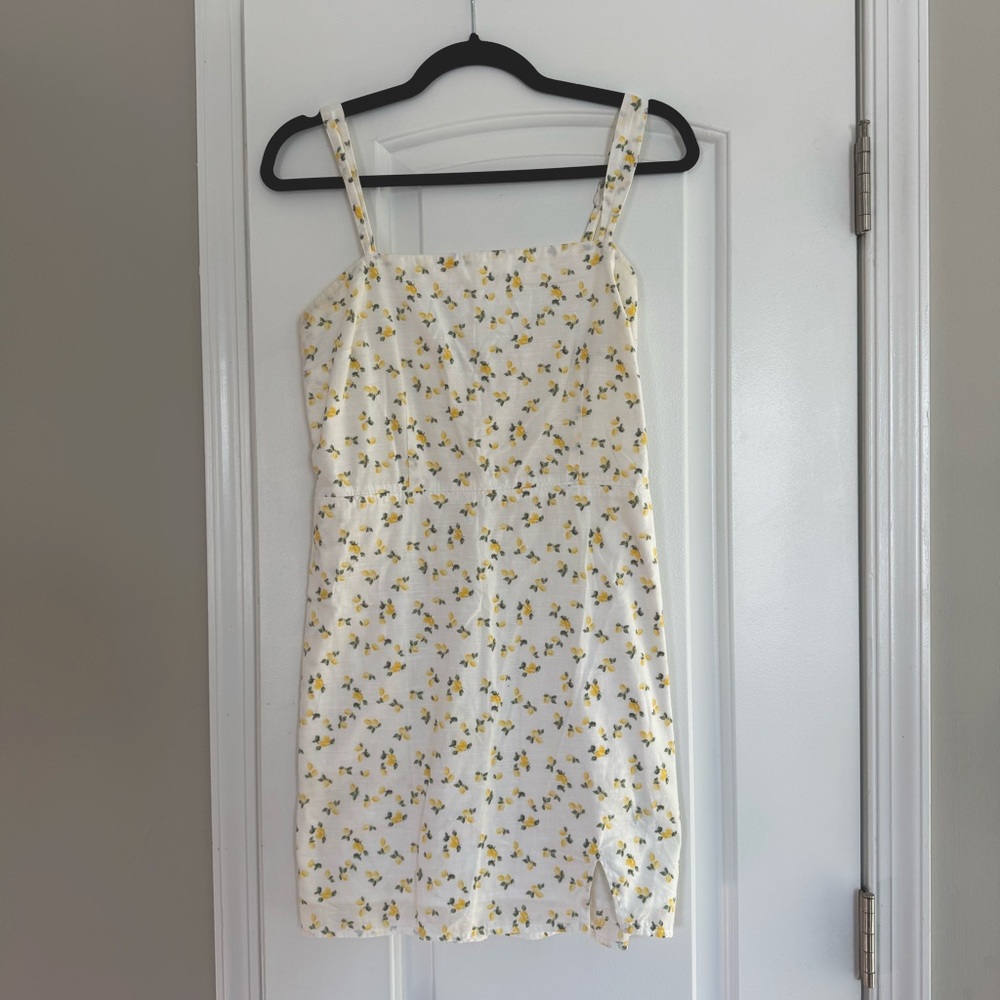 Abercrombie & Fitch White Cotton Lemon Print Mini Dress